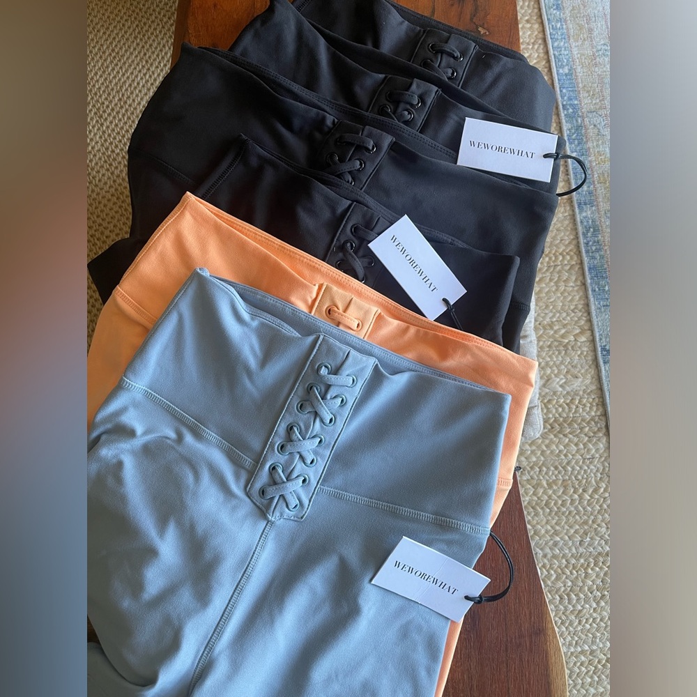 WEWOREWHAT lace up high rise bike short